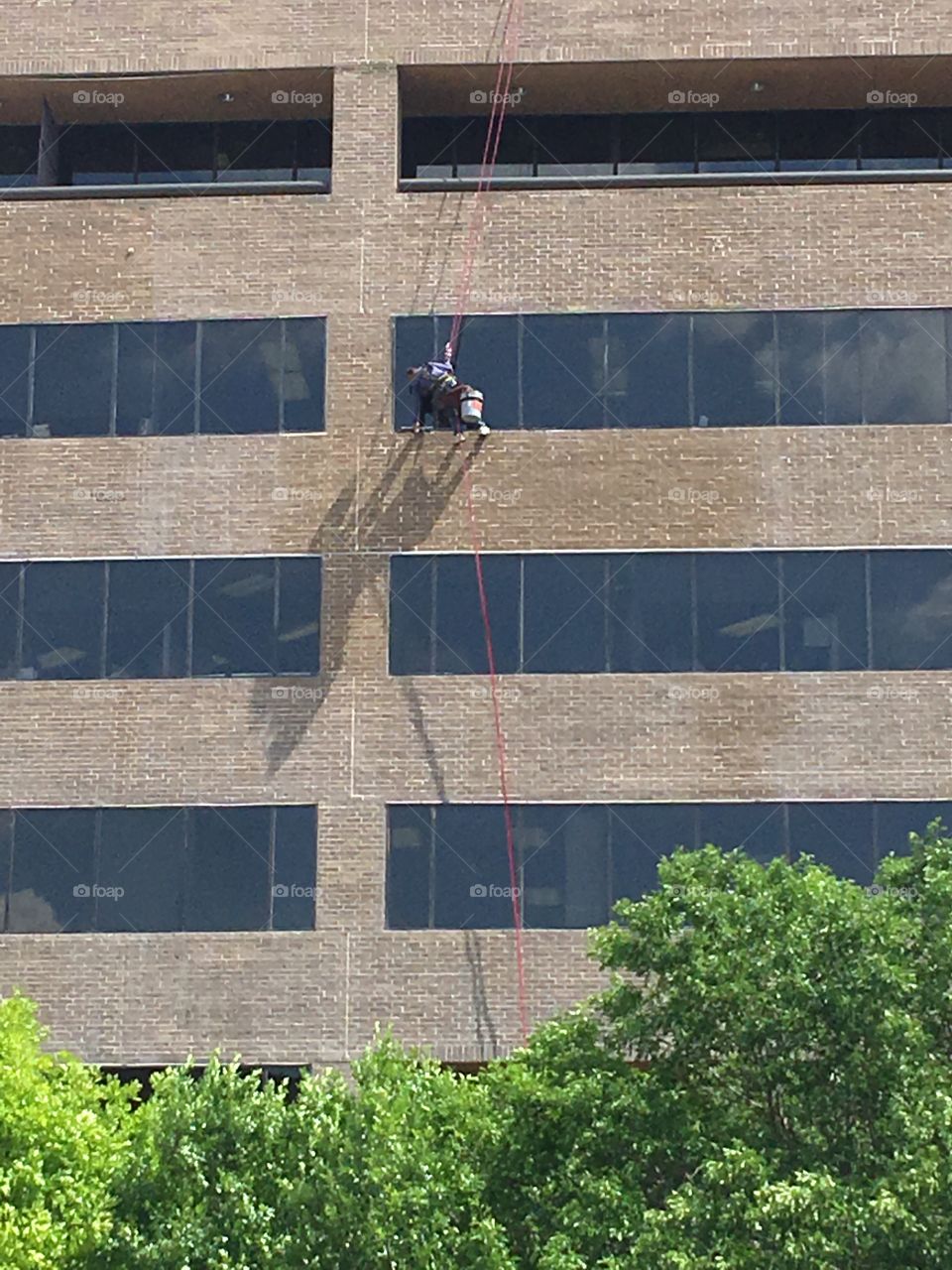 Duplicate photo of a crazy individual who cleans windows for a living 