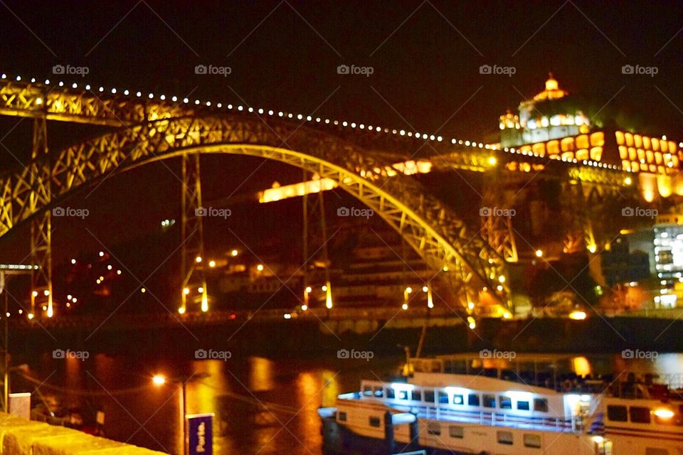 Ponte de D. Luis I at night in porto Portugal 