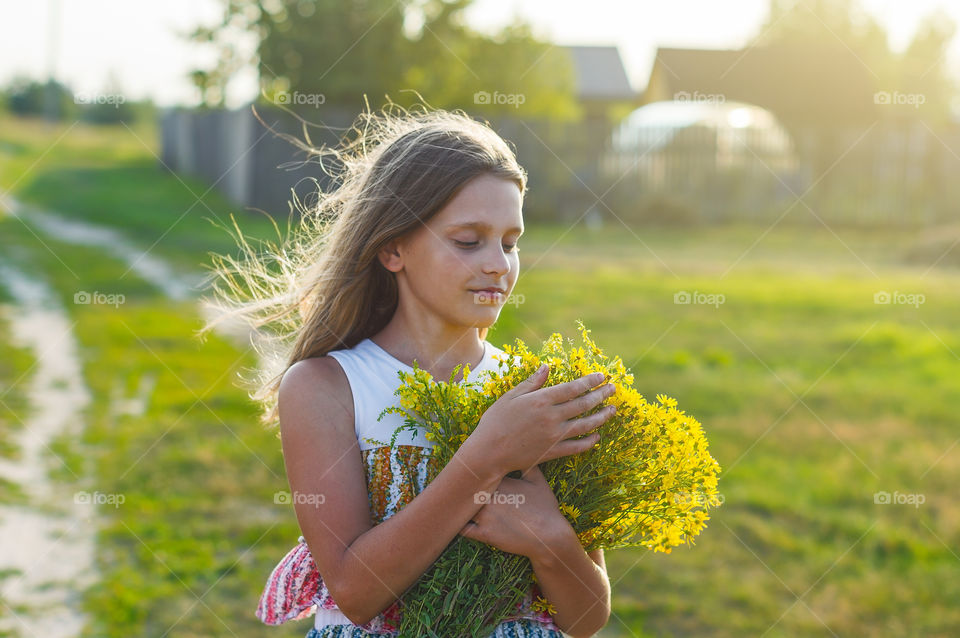 Girl with flowers