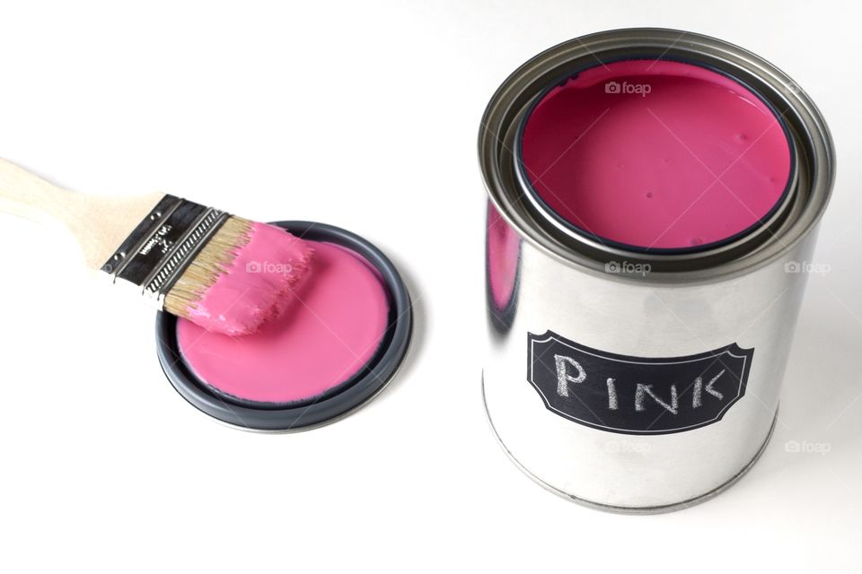 Pink paint and brush