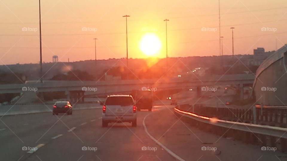 Sunrise over I-30 Ft Worth Tx