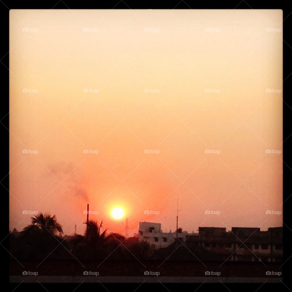 City sun sets 