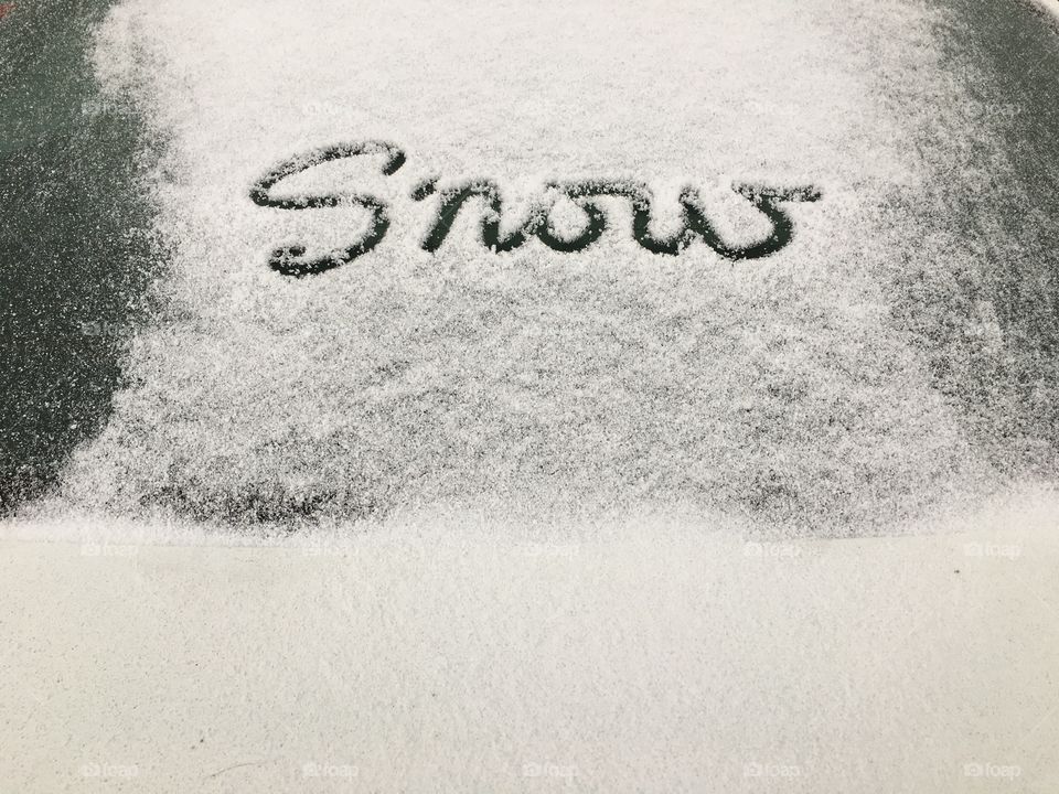 High angle view of the word snow