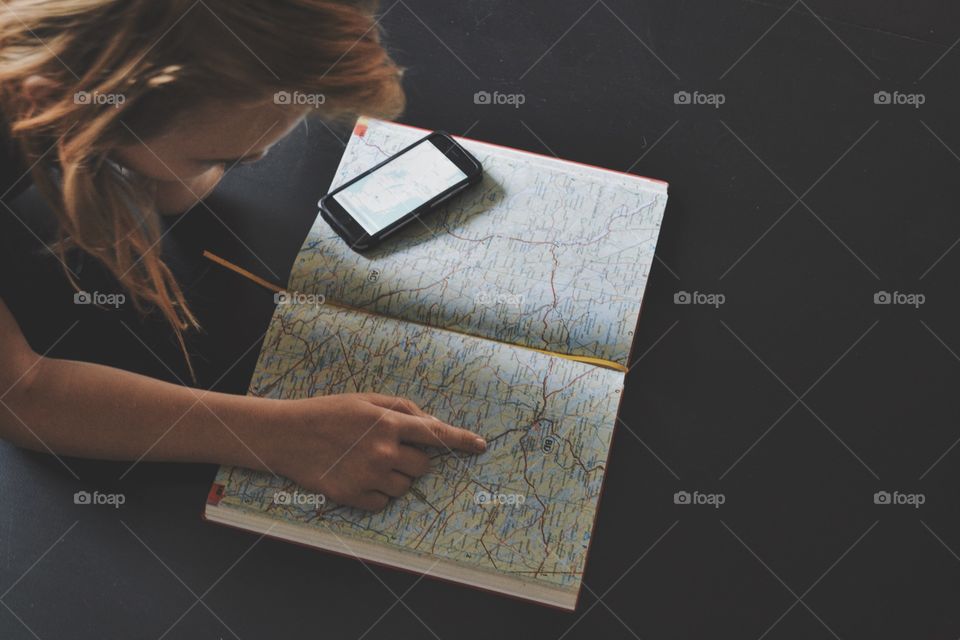 Girl using maps