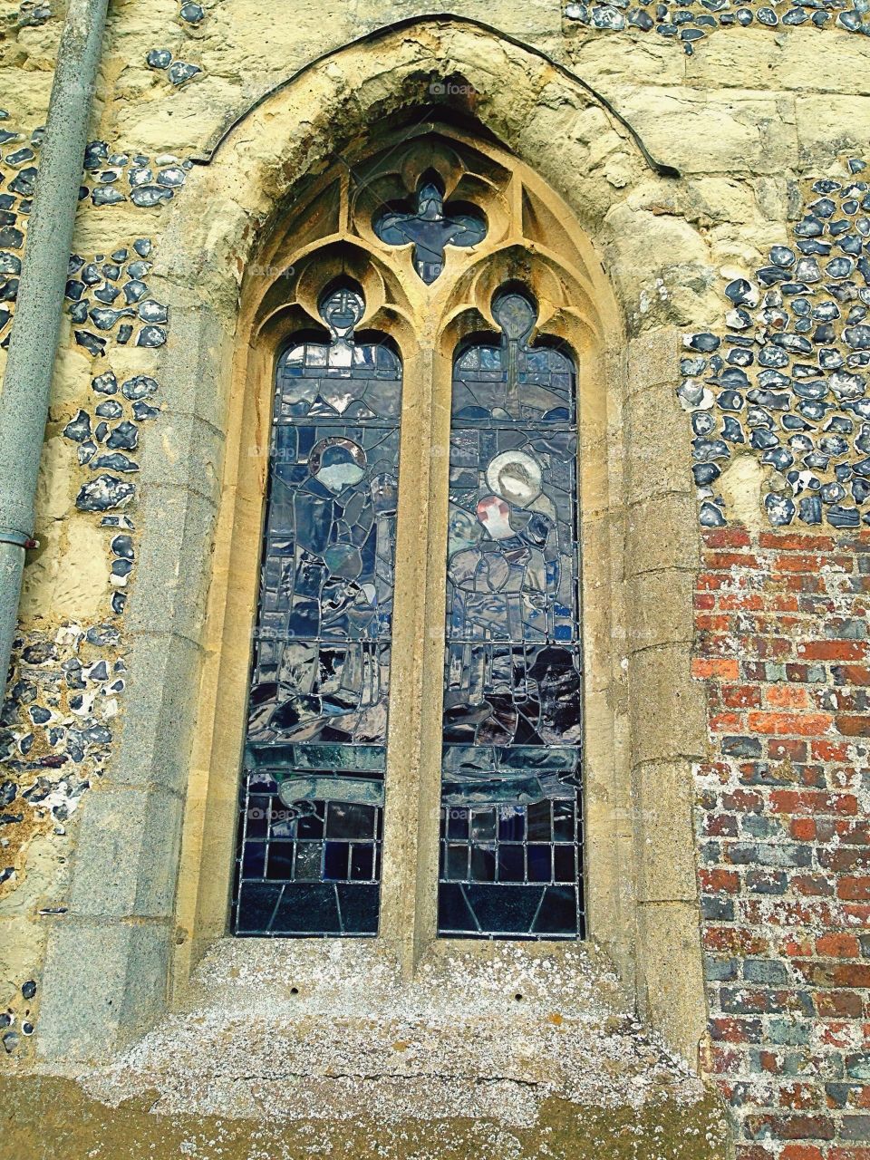 Victorian stained glass window on a church in England 