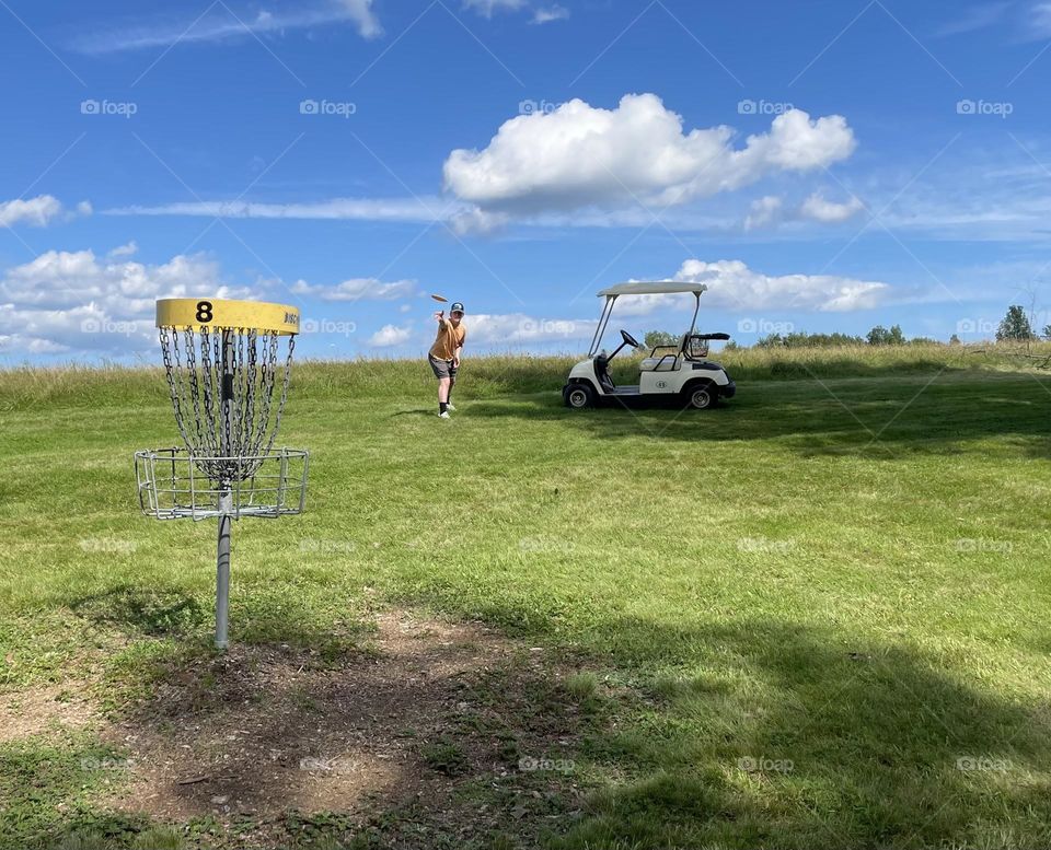 A perfect day among the rolling green hills and azure skies for disc golf.