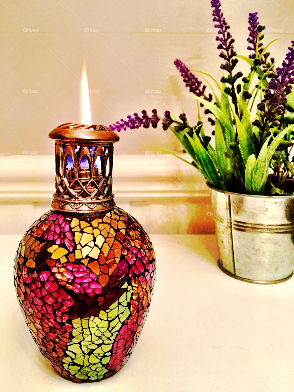 Close-up of oil lamp