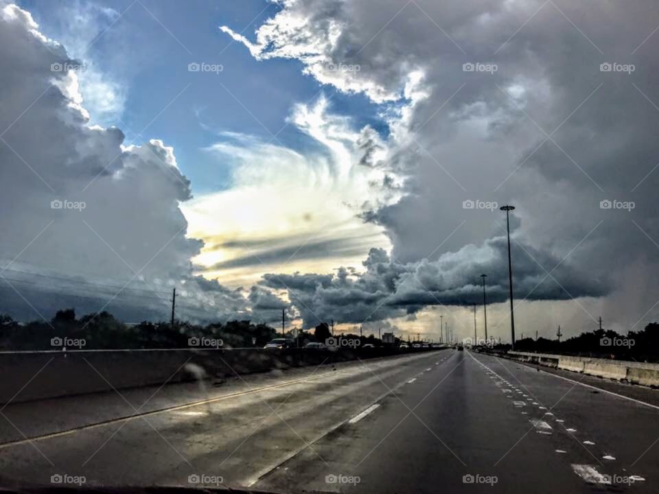 Highway Sun Through the Storm
