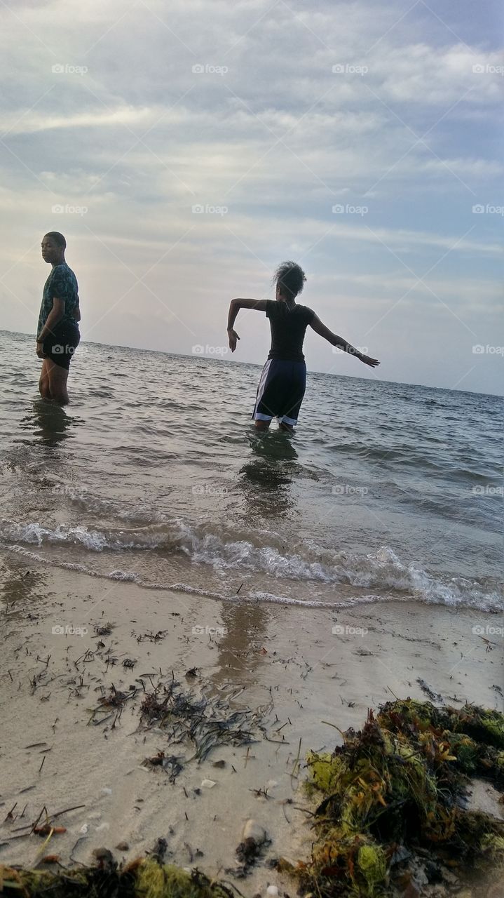 playing in the water