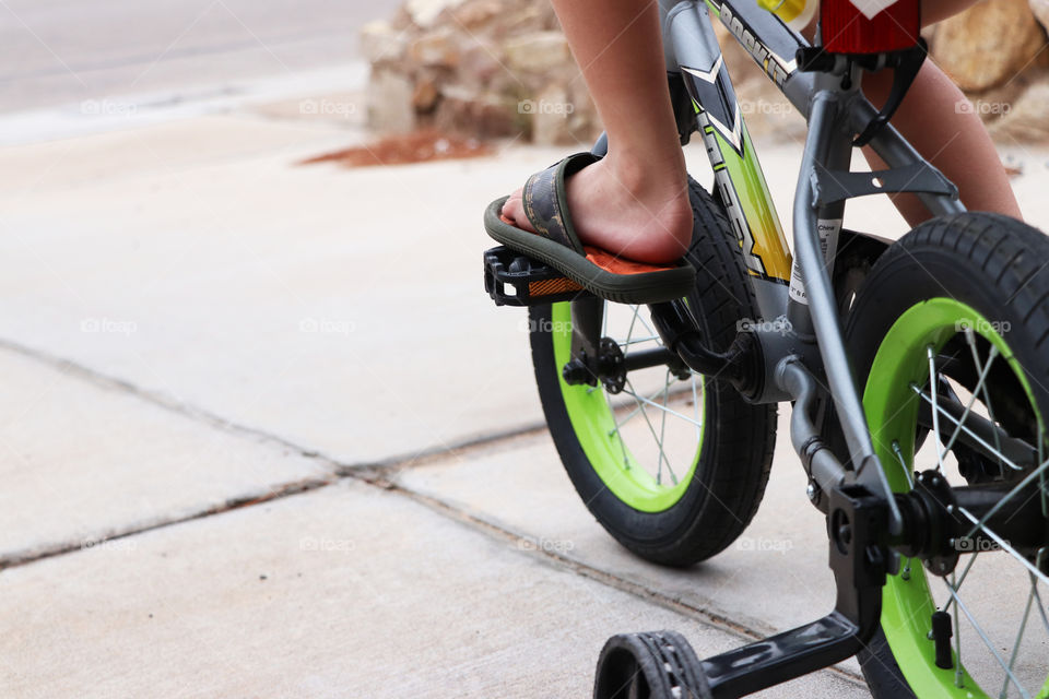 Child riding their bike