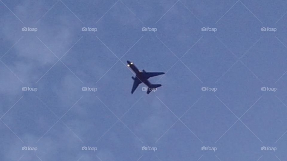 Zoomed in on an airplane