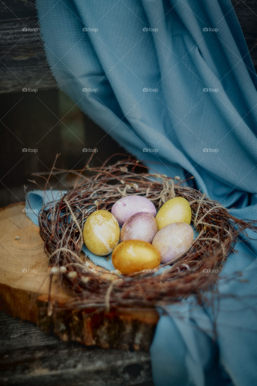 The Easter eggs at rustic style 