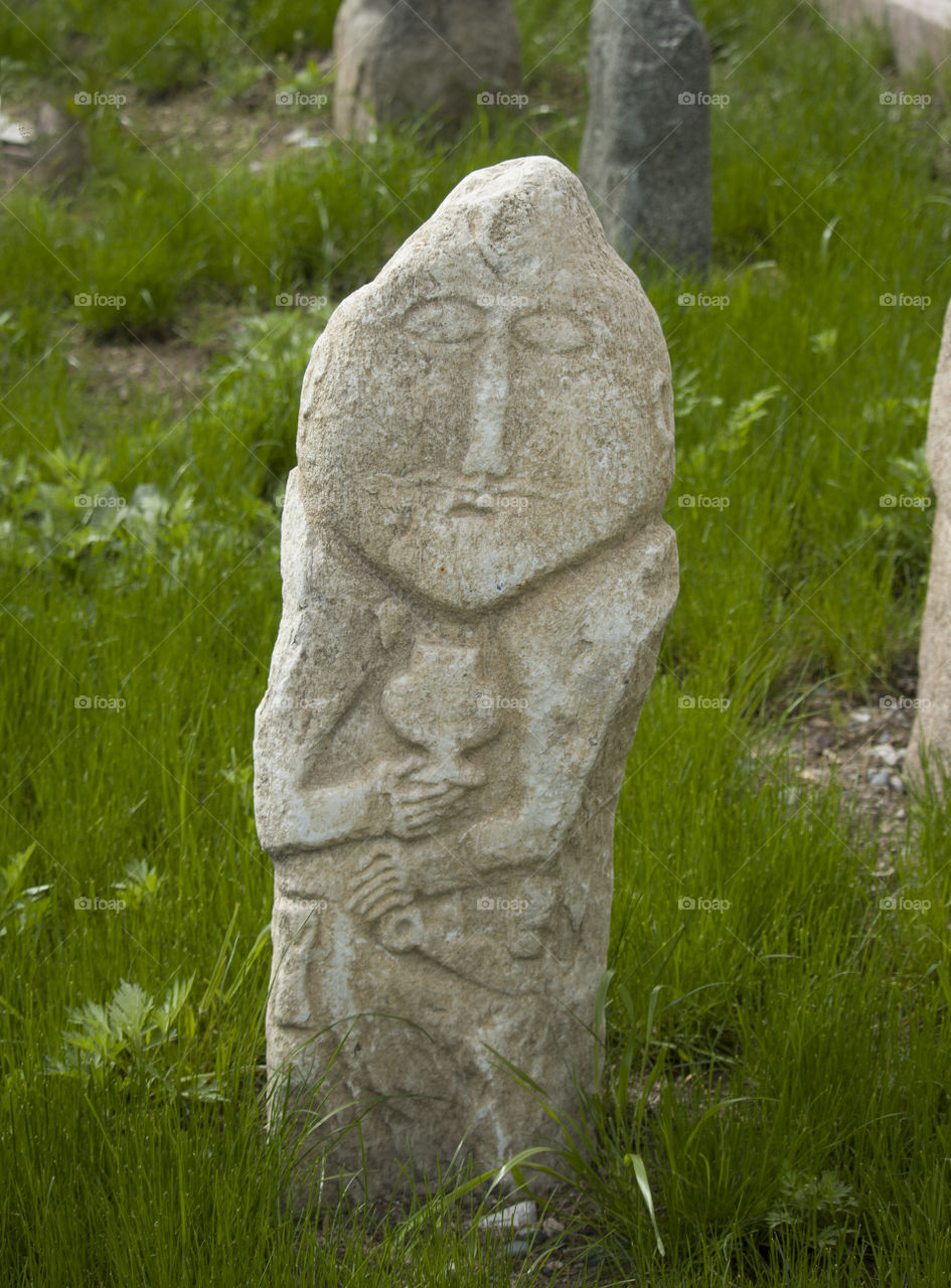 Balbal is a small stone statue, which is probably memorials to the honoured dead. Usually a stone statue has a bowl in his hands. 
