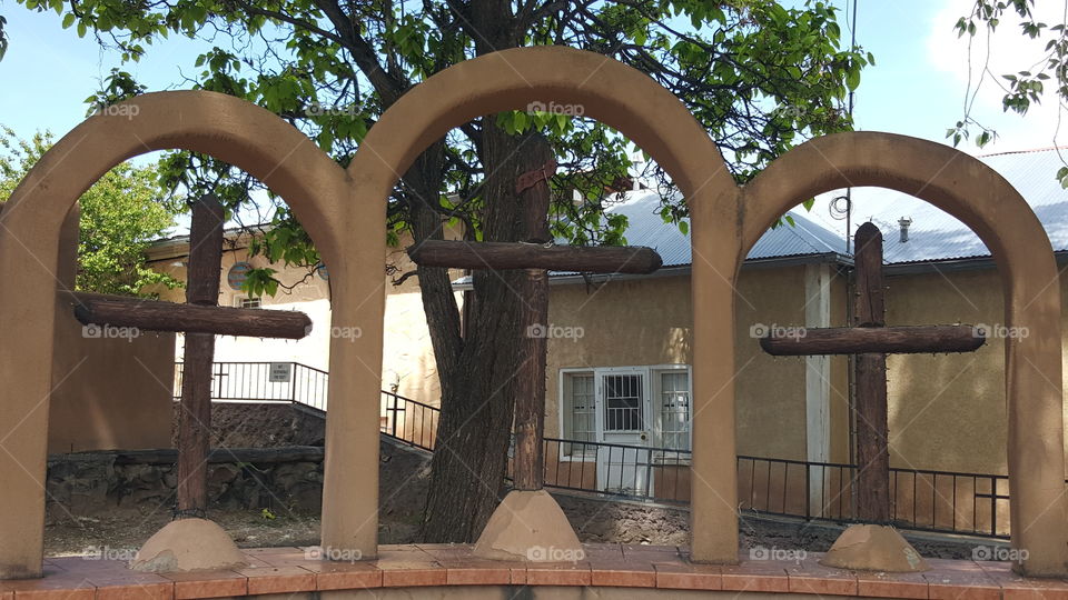 Three Crosses At Santuario De Chimayo