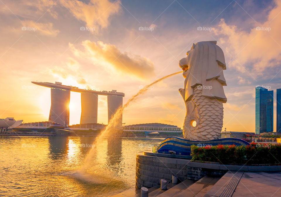 Mer Lion at sunrise, Singapore