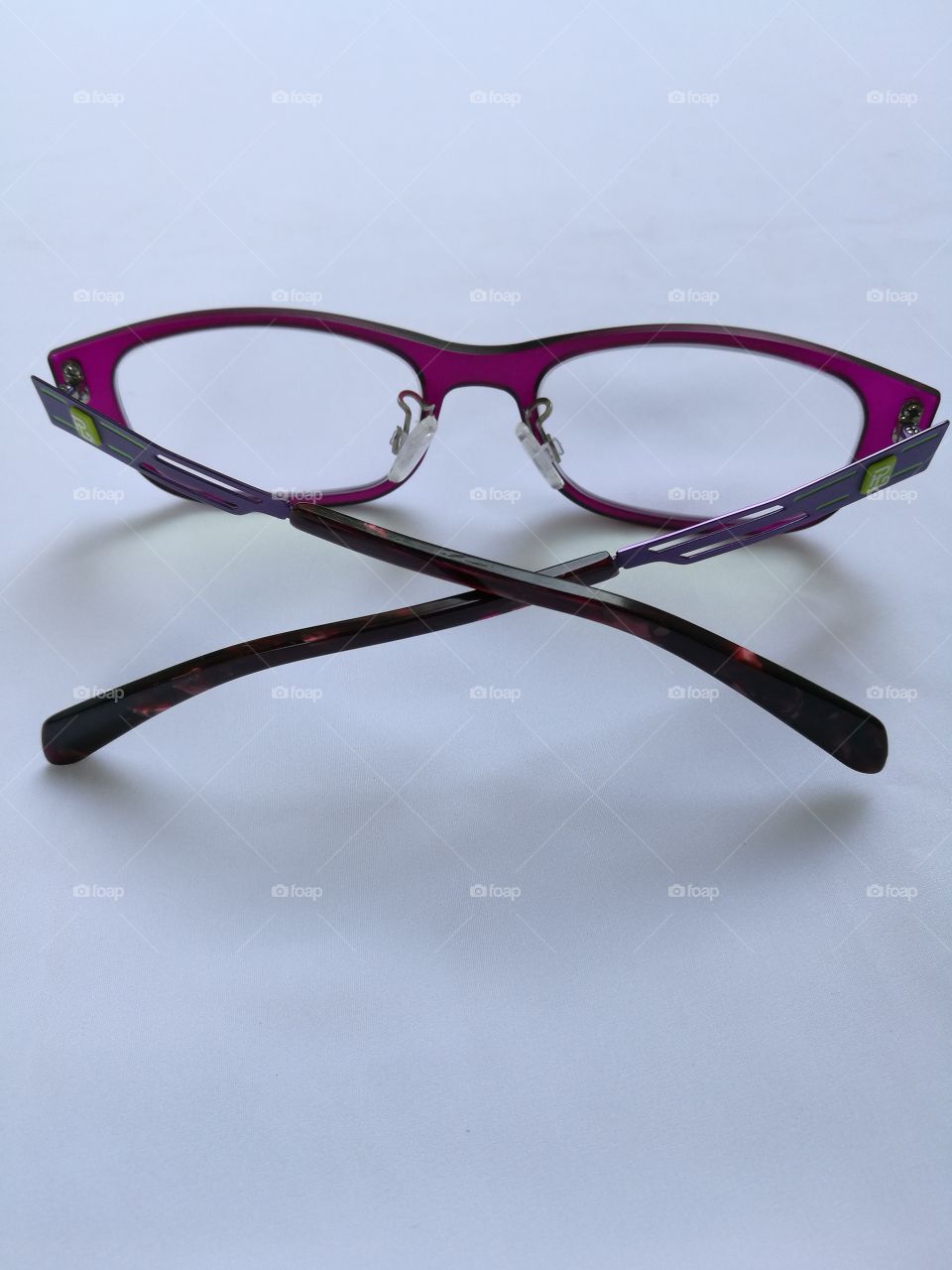 eyeglasses with violet frame