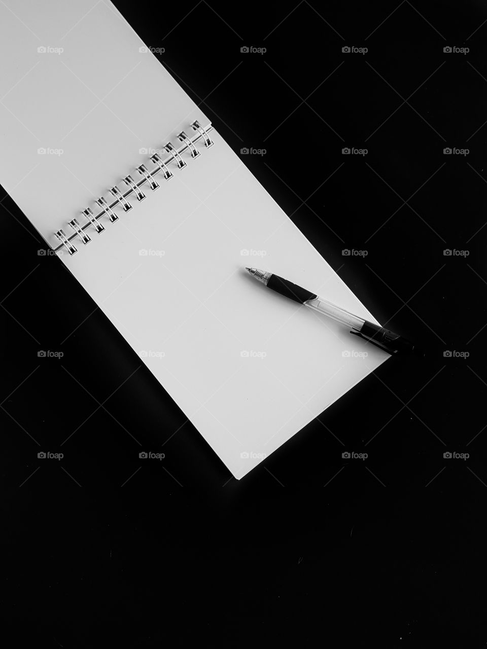 white notebook and black pen