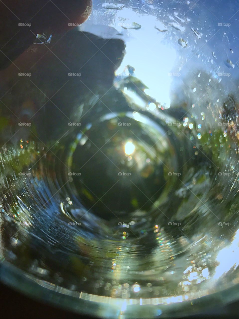 Close-up inside of water glass 