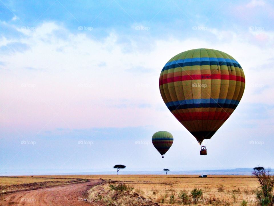 Hot air balloon over Masai Mara