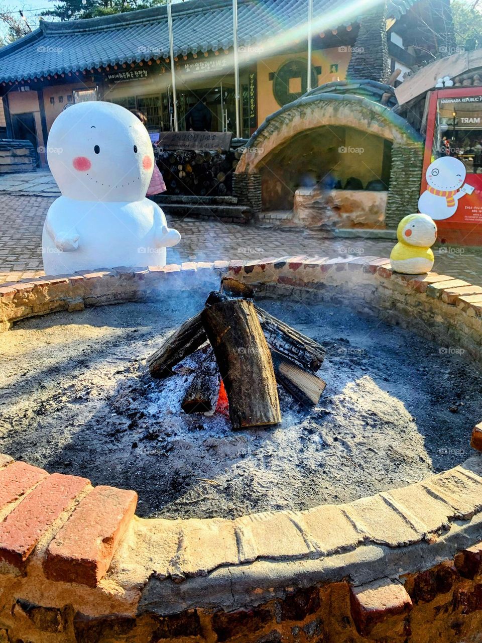 Winter vibe of campfire