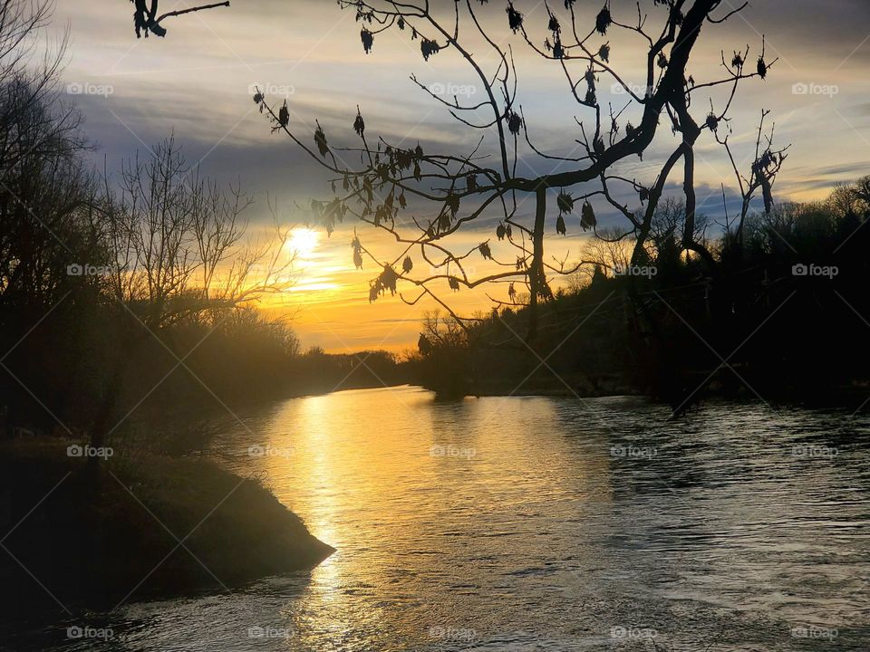 sunset over the river