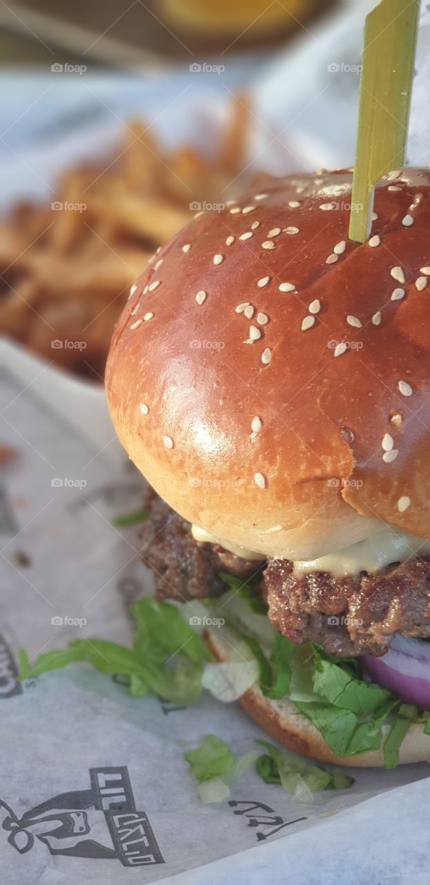 cheese burger & fries