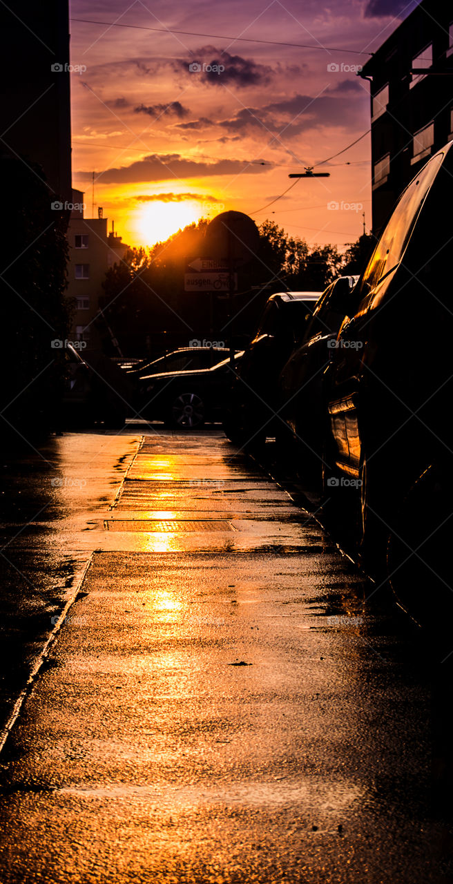 Golden Hour Rain. l´Walkway near my apartment in rain