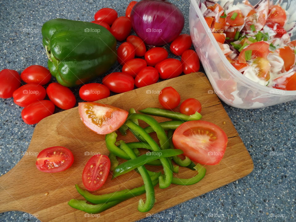 fresh and colorful salad ingredients