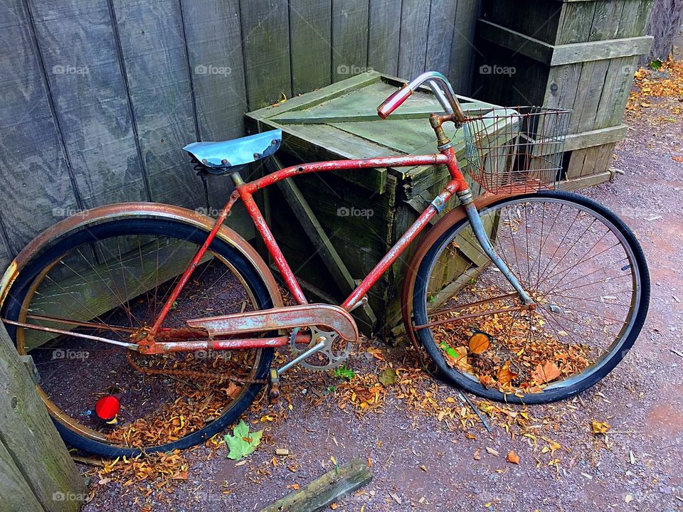 Old rusted bicycle flat tires 