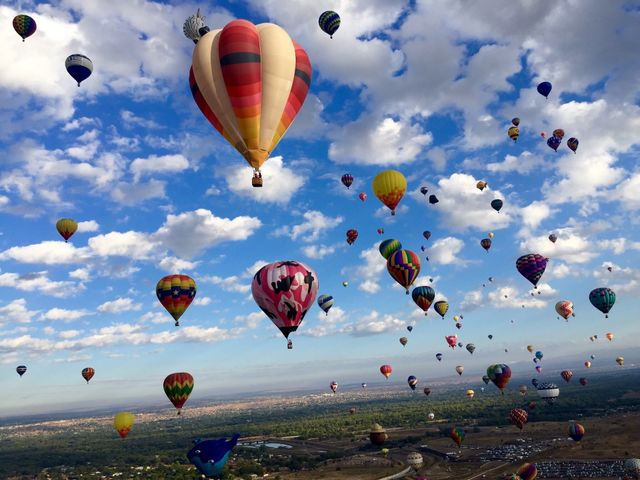 Balloon Fiesta 2015 ABQ. Up in the air, shot of some great colorful balloons!
