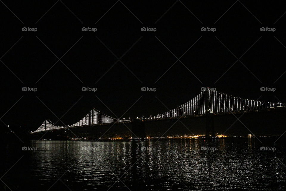 Bay Bridge at night. I love the reflections. 