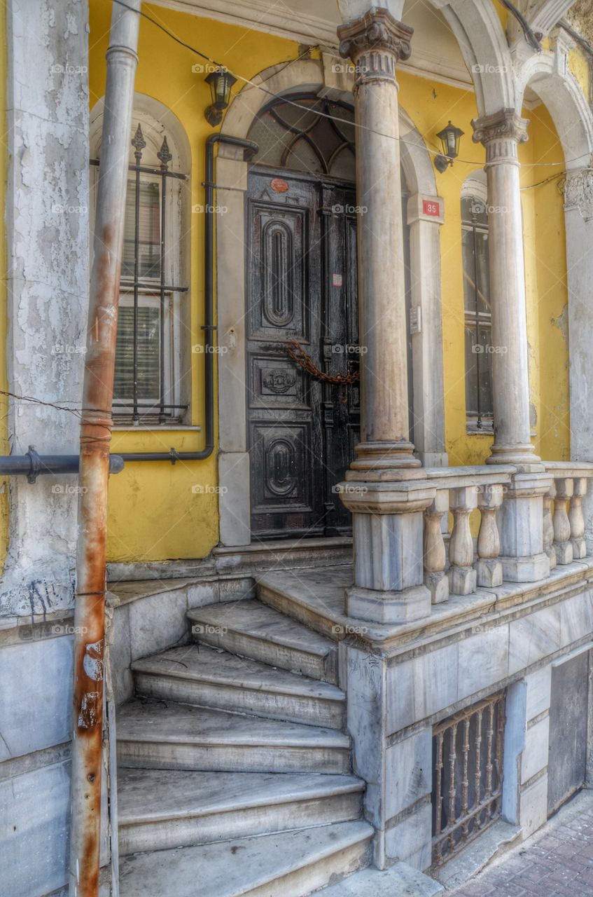 Old door with stairway, Istanbul, Turkey