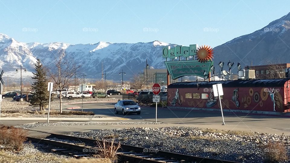 Ogden Utah snow mountains train station