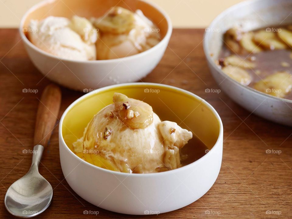Varieties of ice creams in bowl