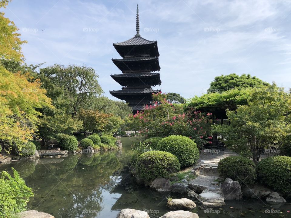 Temple and Garden in Kyoto, Japan.