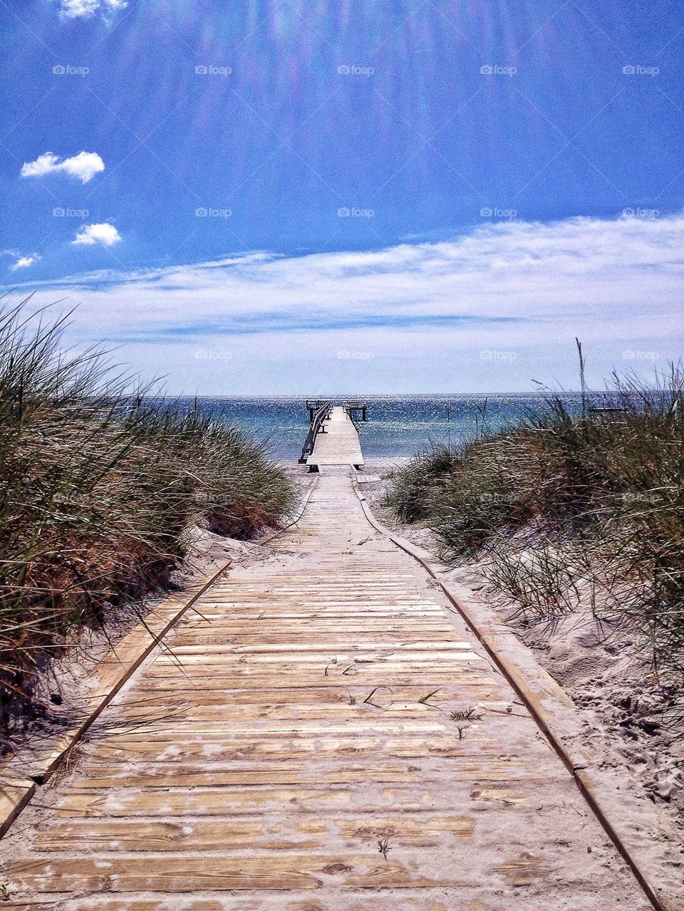 Wooden path to the sea