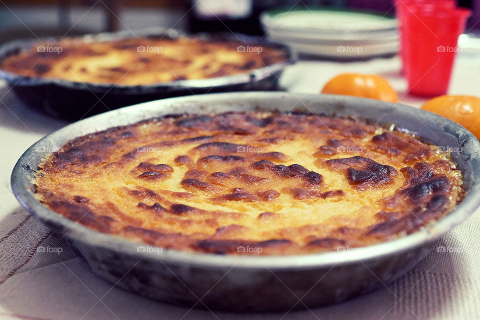 Homemade pie baked in a wood oven