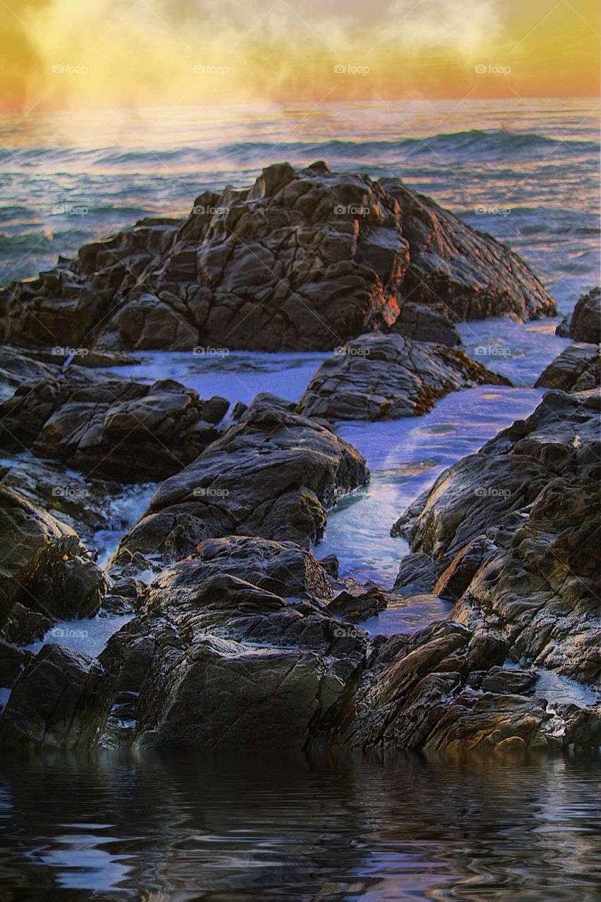 Rocky shoreline in the central coast California near Cambria. 