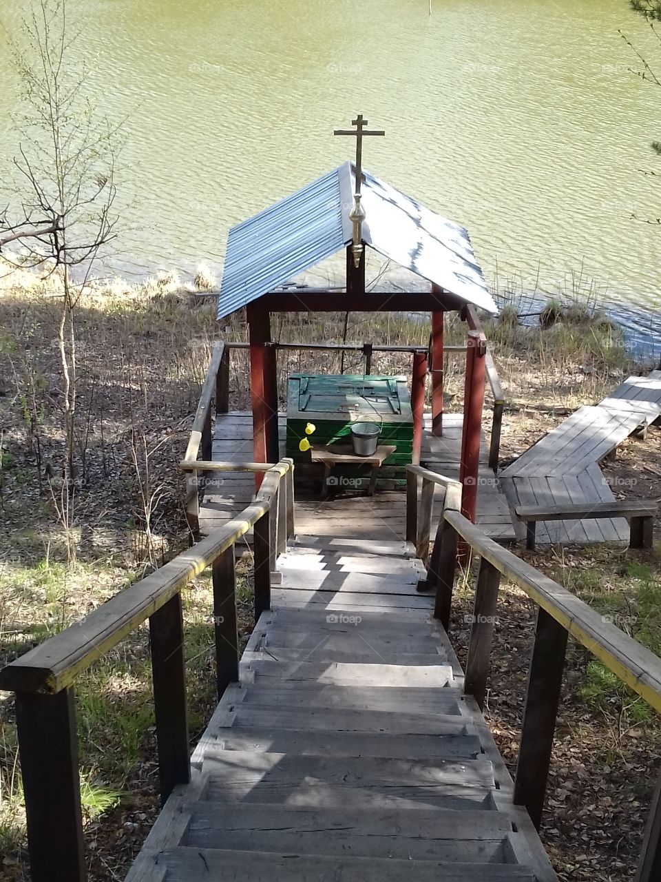 well at Monastery lake in the taiga, the Yenisei district of the Krasnoyarsk region Russia