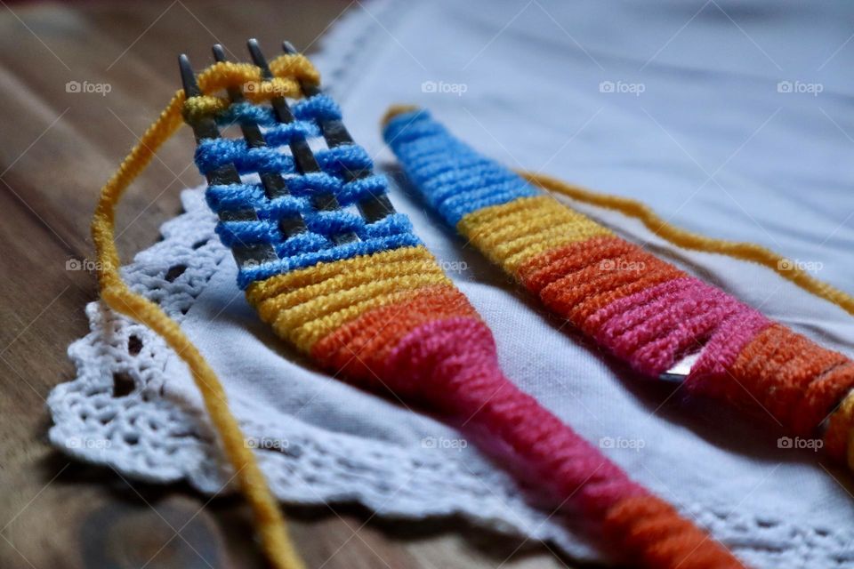 Knitted fork and knife