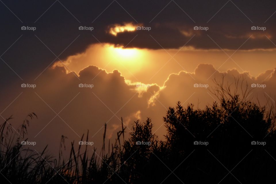 Beautiful mother nature Sunset with cloudy sky 