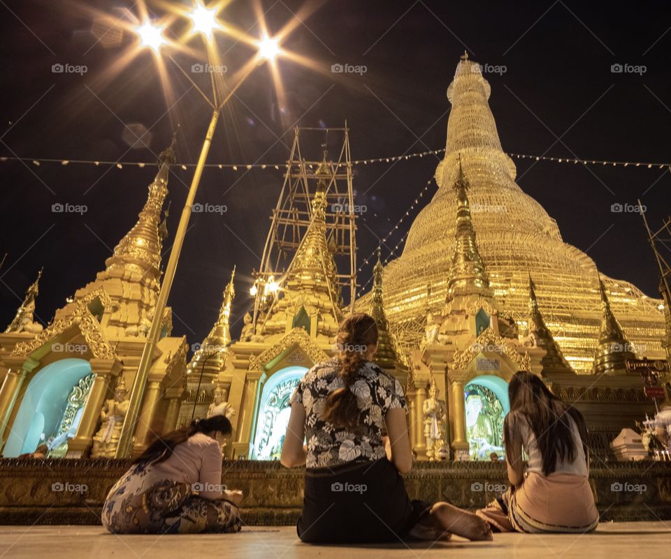 Yangon/Myanmar-Shwedagon pagoda is the most famous and beautiful of golden pagoda in Myanmar.The tourists from everywhere fall in love it at the first sight.