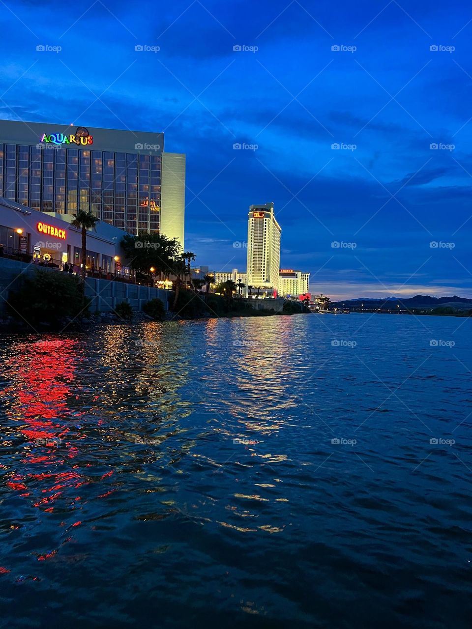 Sunset along the Colorado River in Laughlin Nevada 