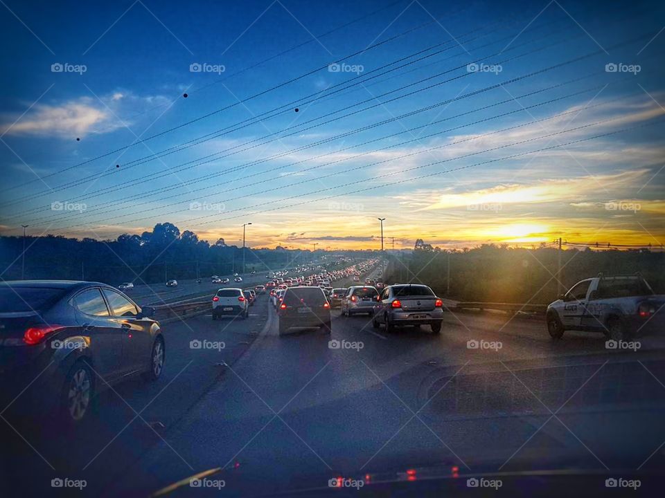 estrada carro car pôr do sol