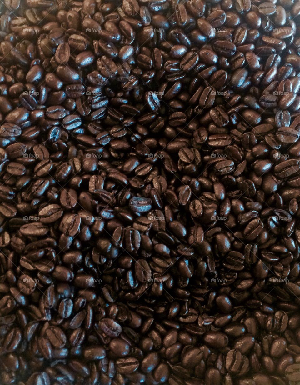 Full frame of roasted coffee bean