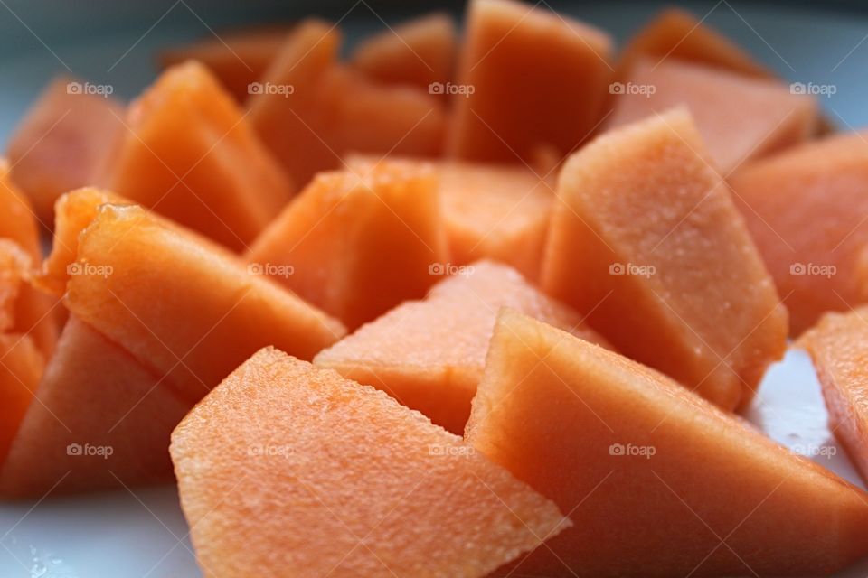 Close-up of cantaloupe on plate