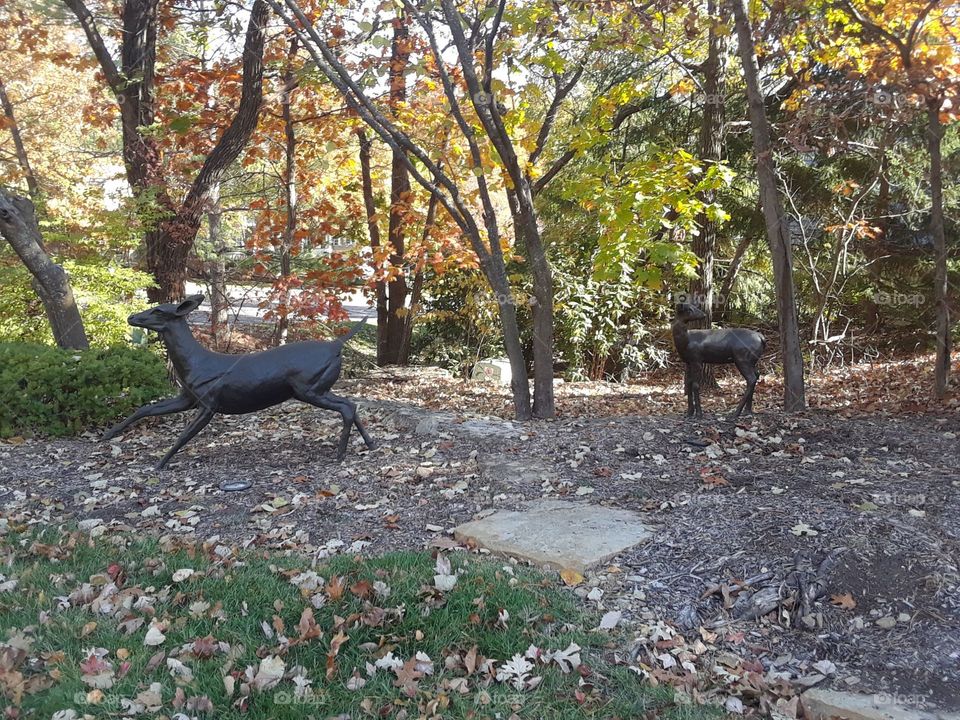 Deer Statue in Fall