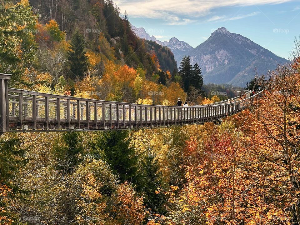 Autumn mountains bridge 