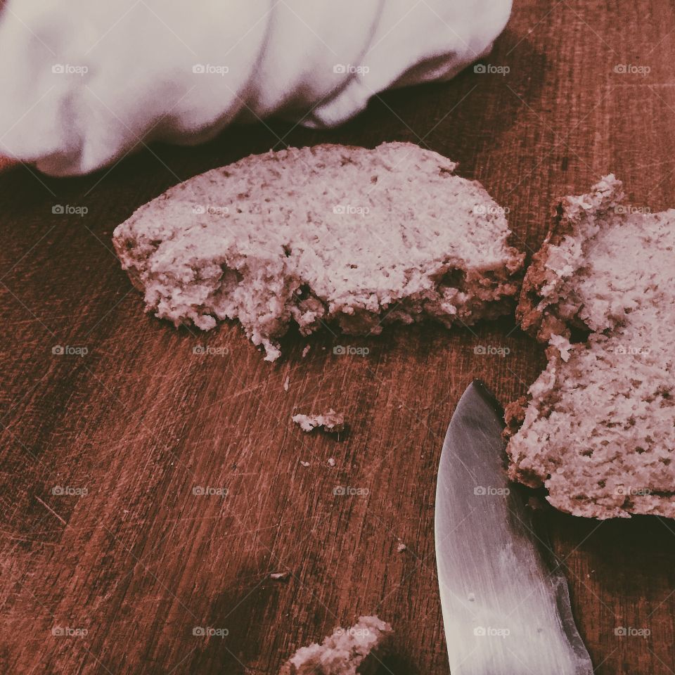 Bread on a wooden cutting board 