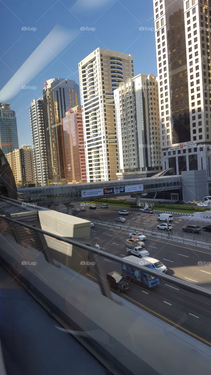 Dubai view from the subway